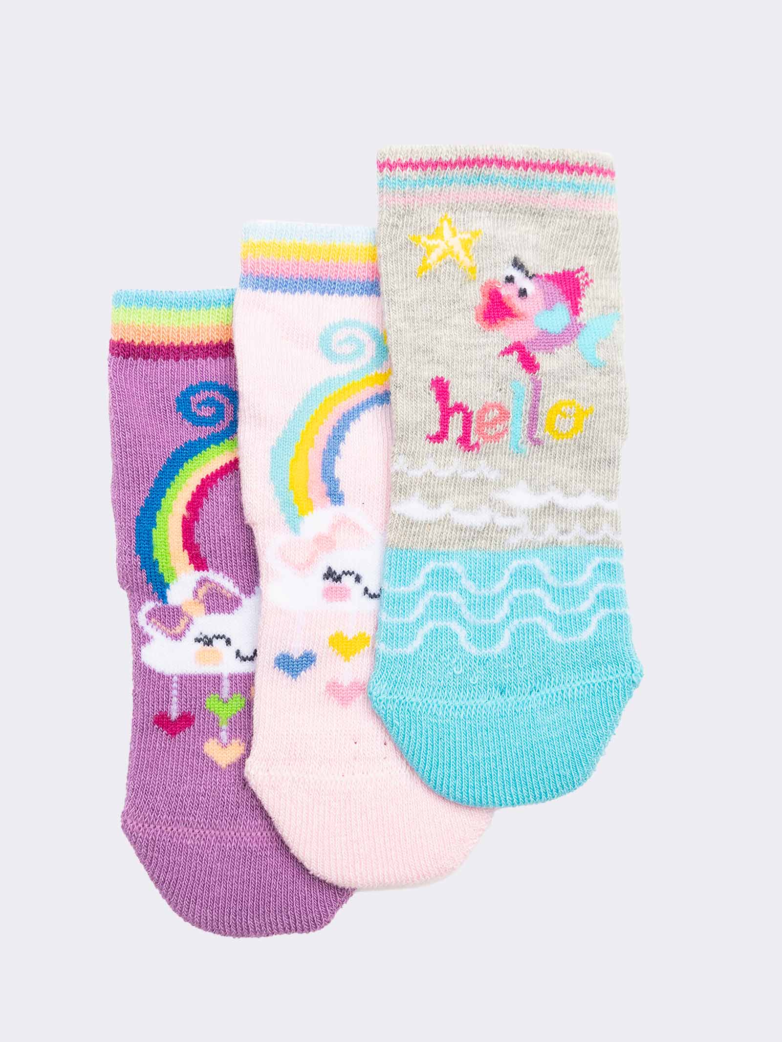 Calzini Antiscivolo Fantasia per Neonato Design Colorato e