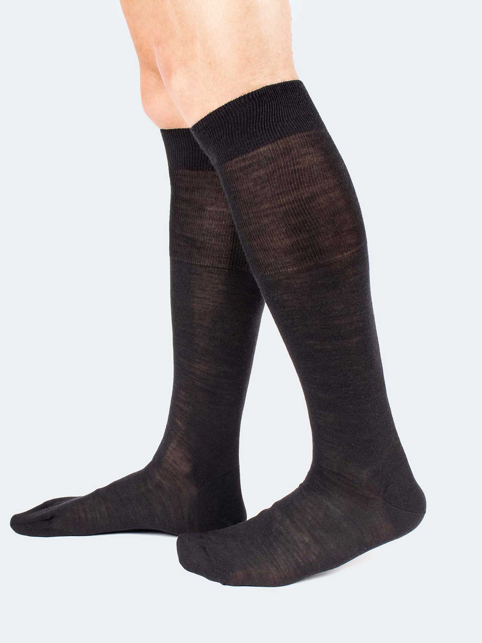 Calzini Eleganti Da Uomo In Seta E Nylon, Trasparenti Con Strisce Larghe. Perfetti Per Ufficio E Occasioni Formali. (1 Paio, Blu/nero)