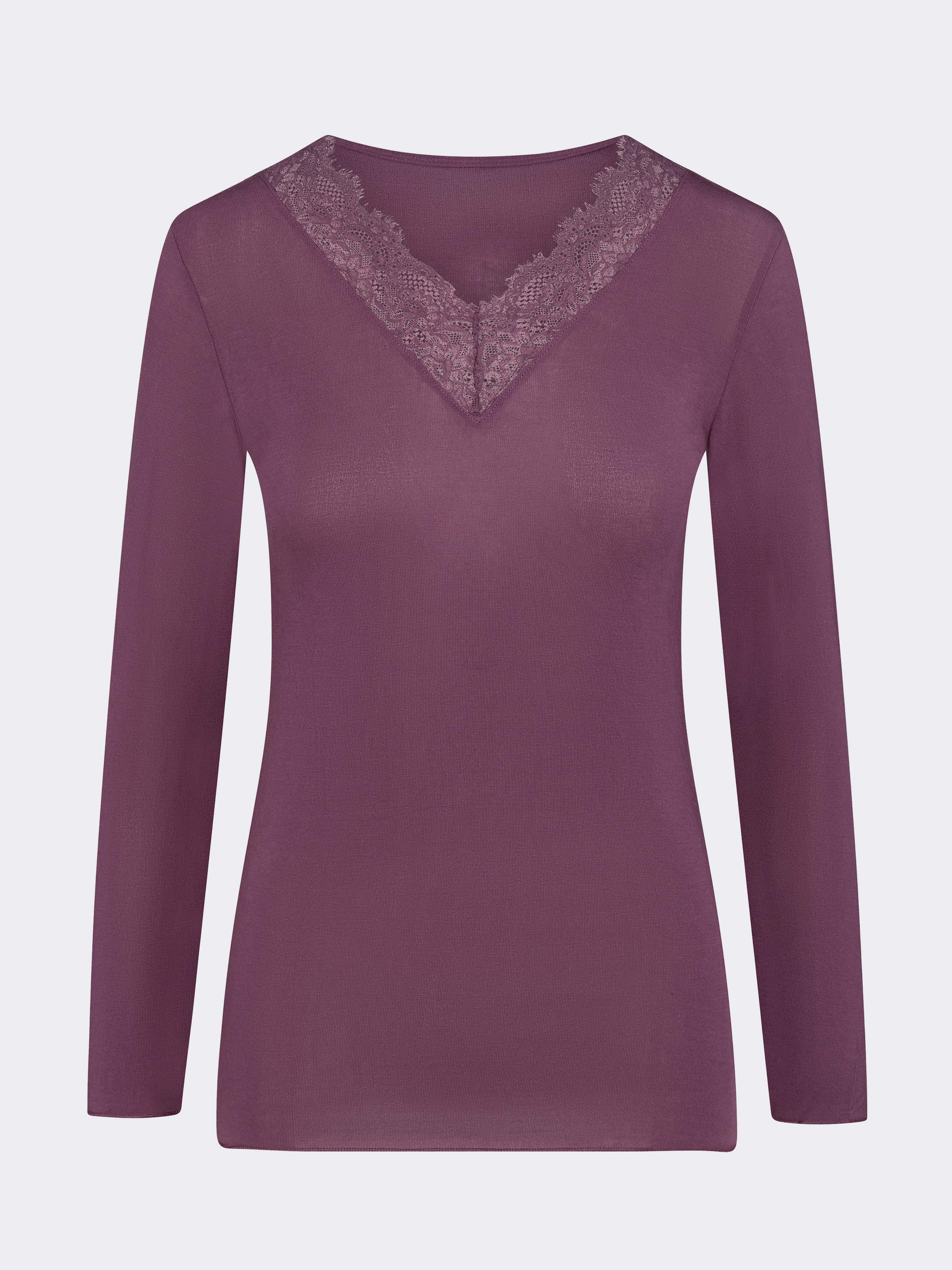 Camicetta da donna a maniche lunghe nera - Top da donna sexy in pizzo - Crop top da donna nero - Scollo a V - Camicetta da donna a maniche lunghe in
